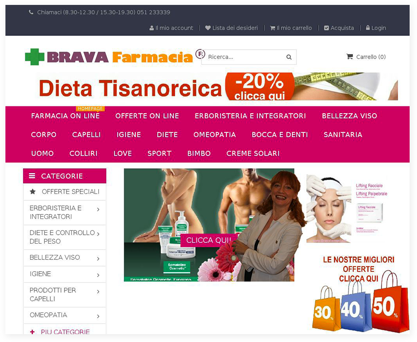 Ecommerce da desktop prima del restyling