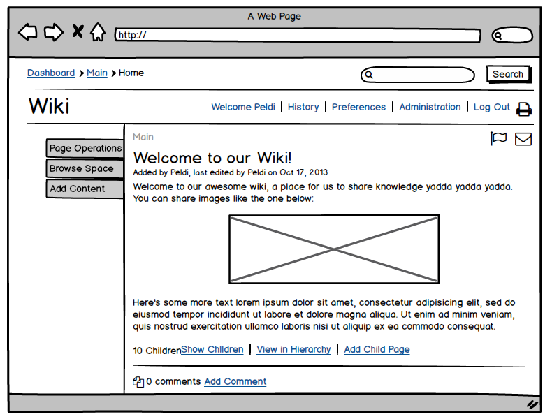 Anteprima di un sito con Balsamiq
