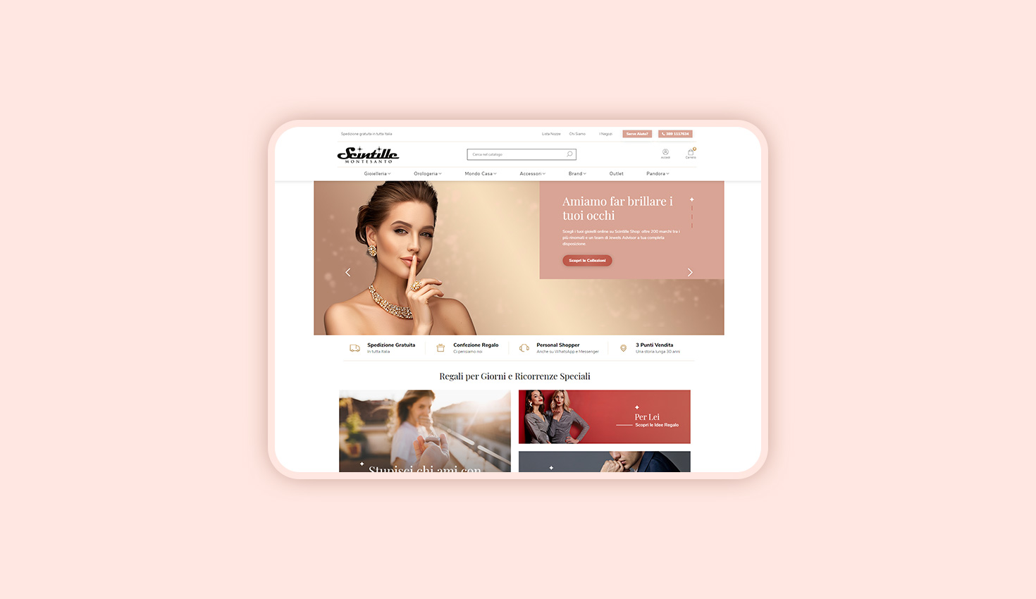 Scintille Shop homepage