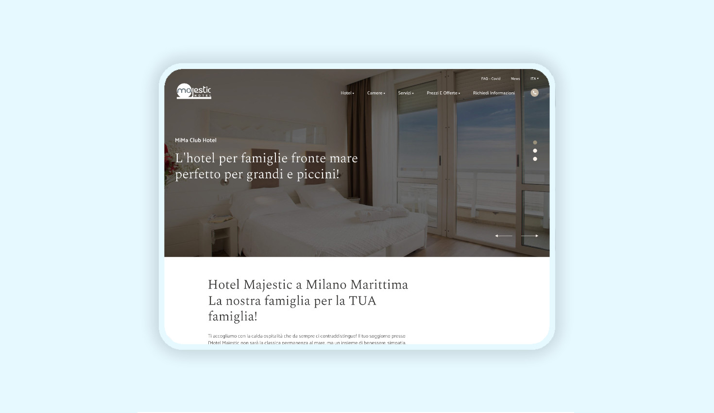 Homepage sito Wordpress per Hotel Majestic Homepage sito Wordpress per Hotel Majestic