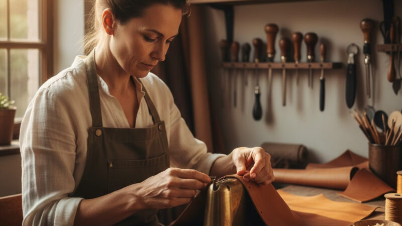 artigiano lavora pelle