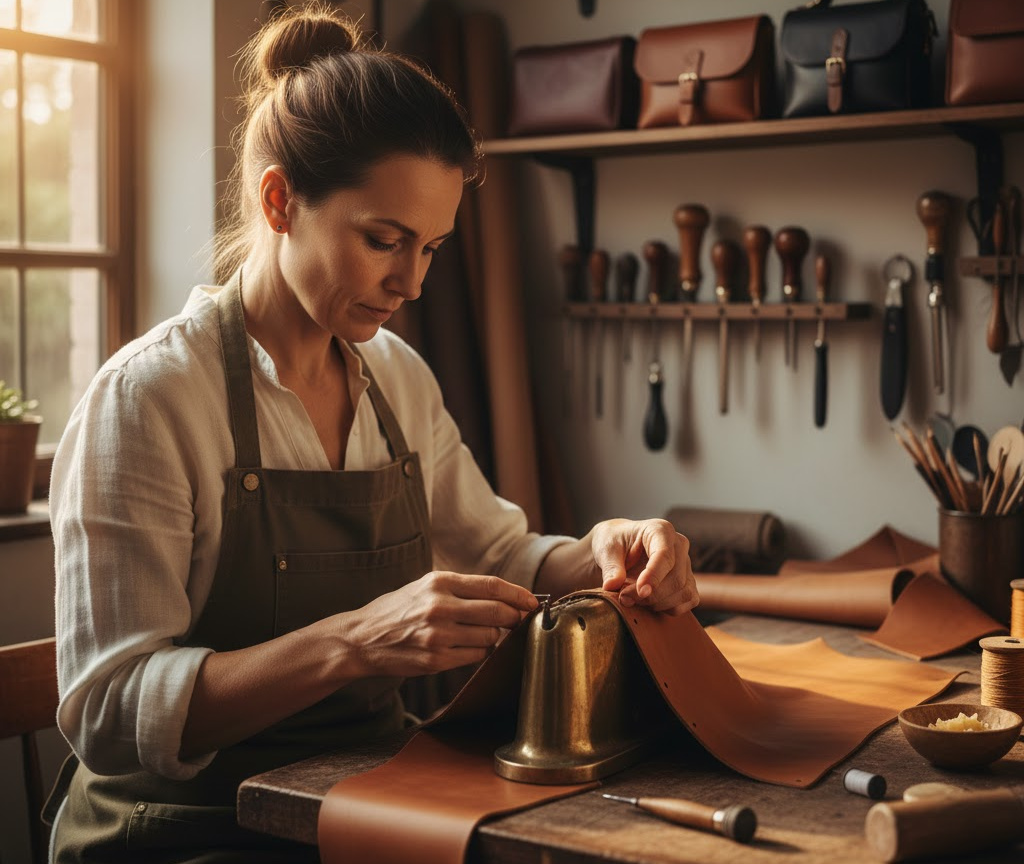 artigiano lavora pelle